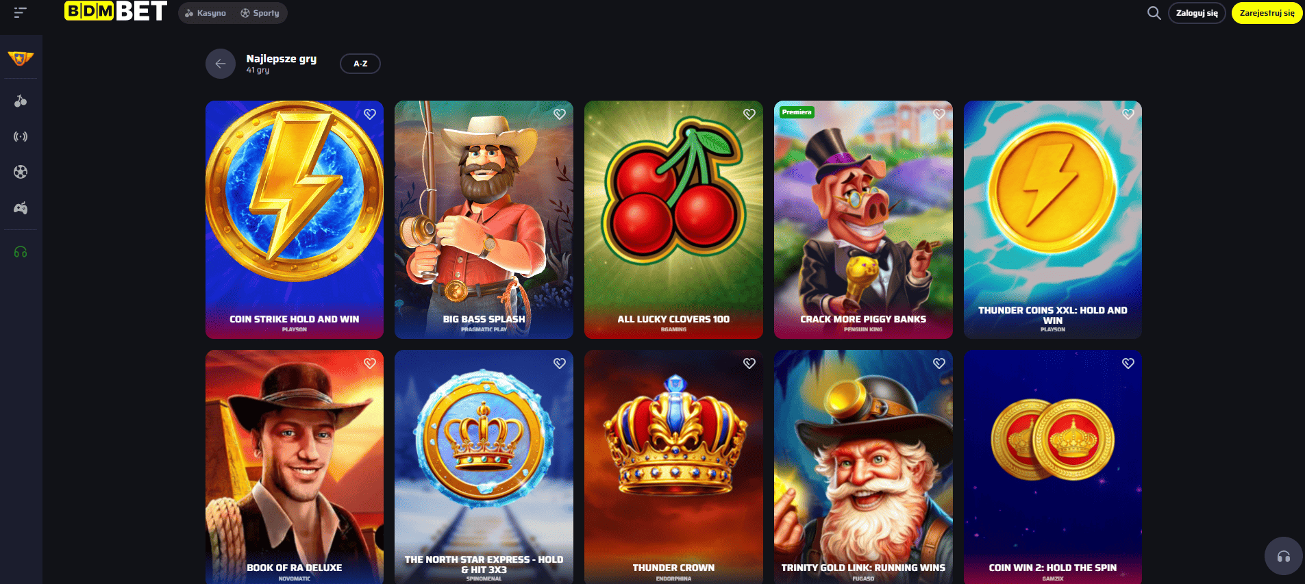 Biblioteka gier slotowych i na żywo w BDMbet